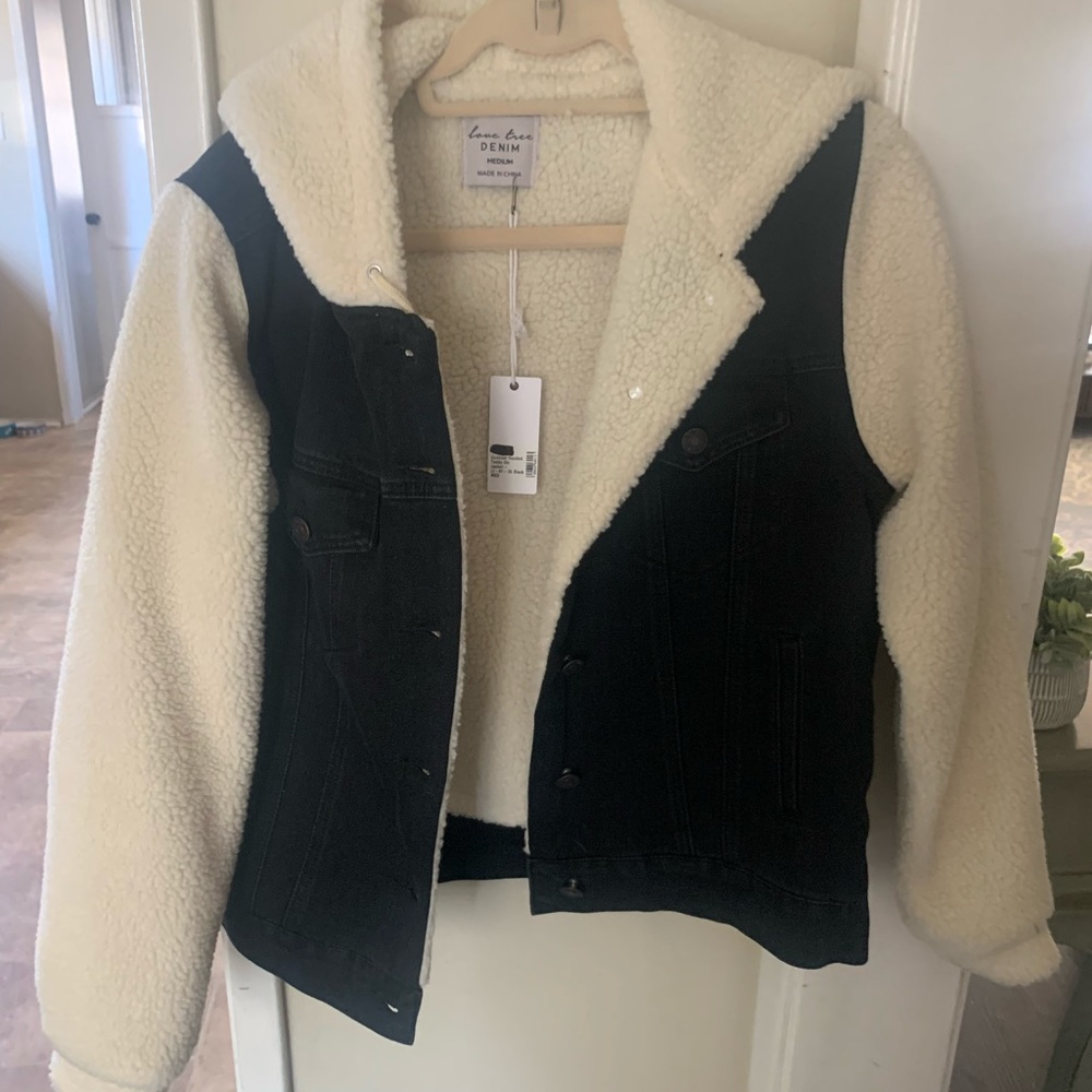 Love Tree Denim Sherpa Jacket